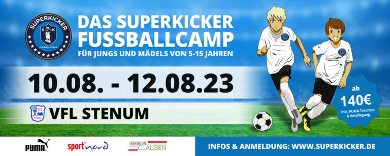 Das Superkicker Fußballcamp kommt auch 2023 wieder nach Stenum